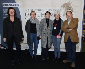 Lancement Bibliothèque Mondiale du Cheval 27 novembre 2018, Salon du cheval - Laurence Meunier, Clotilde Eudier, Malika Cherrier, Marie-Laure Peretti, Xavier Libbrecht. Ph. Claude Bigeon.