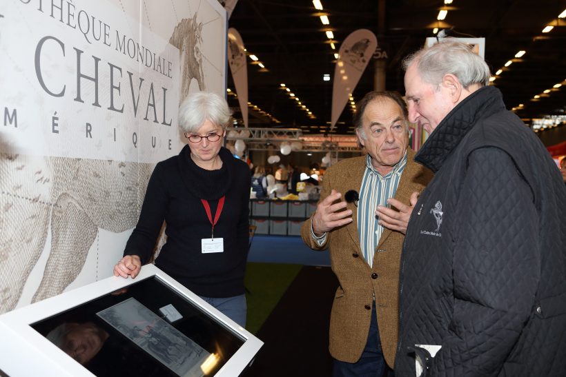 Lancement Bibliothèque Mondiale du Cheval 27 novembre 2018, Salon du cheval - Marie-Laure Peretti, Xavier Libbrecht, Alexis Gruss. Ph. Claude Bigeon.